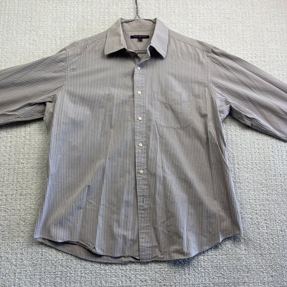 Tommy Hilfiger Stripped Shirt Men's Sz 17 Striped Crest Lion Down Casual Preppy - Picture 7 of 15